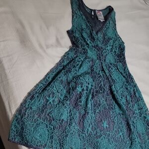 Yoana Baraschi Teal and gray Lace Dress